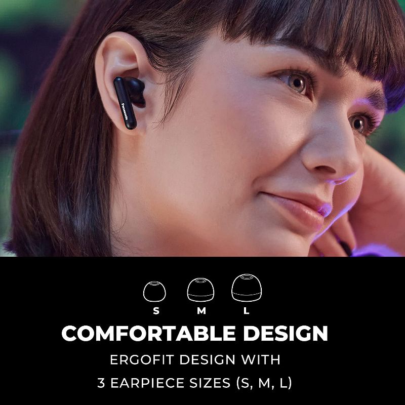 Panasonic ErgoFit True Wireless Earbuds, Bluetooth 5.3 in Ear Headphones with XBS Powerful Bass, Charging Case – RZ-B110W, 2 of 8