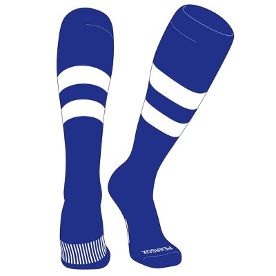PEAR SOX Striped OTC Baseball, Softball, Football Socks (D) Royal, White
