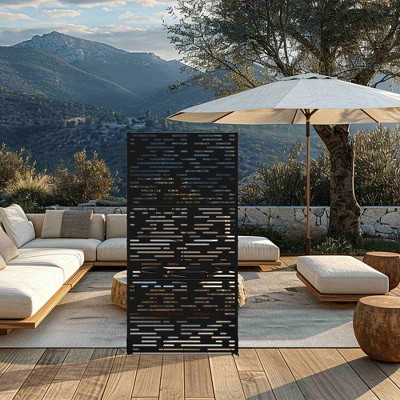 Lirago Metal Outdoor Privacy Screen Freestanding Patio Decorative Screens - 72"x35", Black