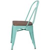 ADILE Metal Stackable Dining Chairs with Wood Seat, Mint Green - 3 of 4