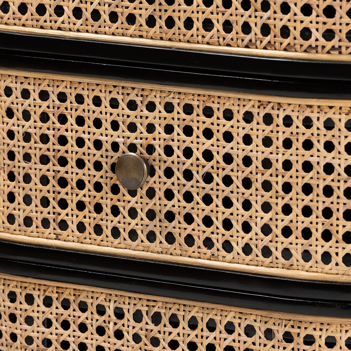 bali & pari Nabila Modern Bohemian Black Bayur Wood and Natural Rattan 3-Drawer End Table Nightstand - thumbnail 6