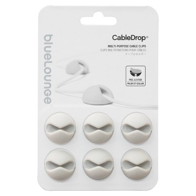 6pk CableDrop Multi-Purpose Cable Clips White - BlueLounge