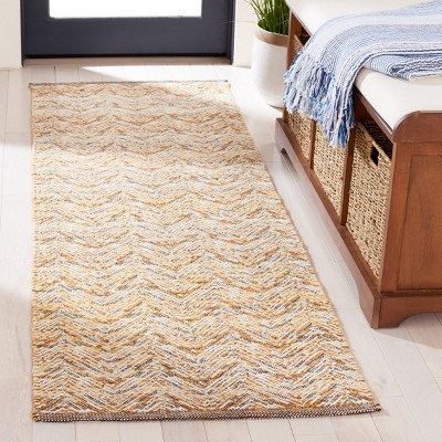 Gold and Black Handmade Wool Flat Weave Runner Rug