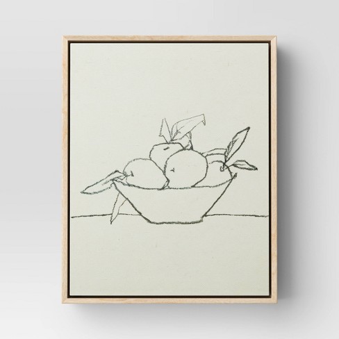 8 x 10 Sketch Flowers Framed Wall Canvas Tan - Threshold™