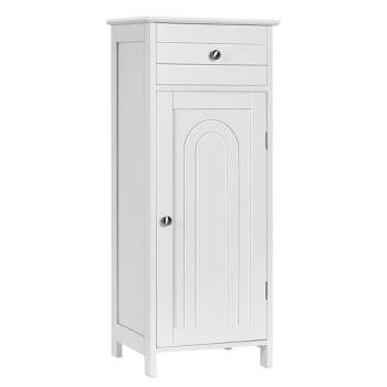 Mamme Bathroom Floor Storage Cabinet with Double Door & Shelf, Wooden Organizer Cabinet, White Red Barrel Studio