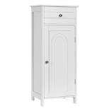 Costway Bathroom Floor Cabinet Wooden Storage Organizer Free-Standing w/ Drawer & Shelf