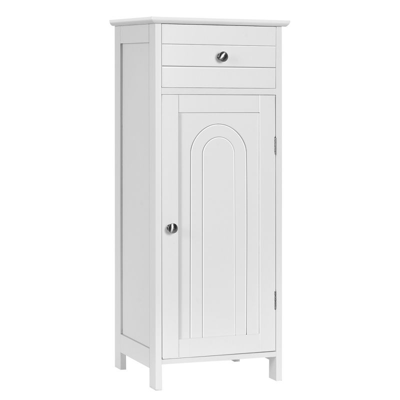 Costway Bathroom Floor Cabinet Wooden Storage Organizer Free-Standing w/ Drawer & Shelf, 1 of 11