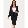 INSPIRE CHIC Women's Business Suit Tweed Trim Blazer and Skirt Suit Set 2 Pieces - 2 of 4