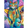 1500 Piece Jigsaw Puzzle, Feline Fiesta, Art. Puzzle, Colorful cat painting, Hydrangeas flowers, Adult Puzzle, Castorland C-151448-2 - 2 of 4