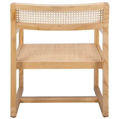 Natural Elm Wood and Cane Barrel Accent Chair