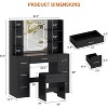 Vanity Desk with Mirror, Led Lights and Power Outlet, Makeup Vanity Table with Chair, 3 Color Light & Brightness Adjustable - 2 of 4