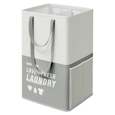 SONGMICS 23.8 Gallon (90L) Laundry Baskets Foldable Laundry Hamper with 2 Compartments Water-Repellent