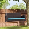 Resenkos 2-Person Wicker Swing Bench, Outdoor Patio Swing Chair With Cushions,  Perfect for Garden, Orange - 3 of 4