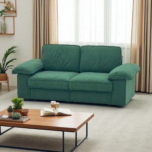 78.74" Faux Leather 2-Seater Sofa with Hidden Storage & Plush Cushions - 1 of 4