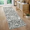 Celadon Oriental Floral Washable Runner Rug, Vintage Low Pile Carpet, Anti-Slip, Soft Non-Shedding Rug for Entryway Kitchen Hallway - 2 of 4
