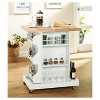 Hampton Kitchen Cart White - Buylateral: Rubberwood Top, Modern Design, Space Saver, Stemware Rack - image 4 of 4