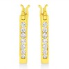 14K Yellow Gold Plated Silver 1/4 Cttw Diamond Leverback Hoop Earrings - 3 of 4