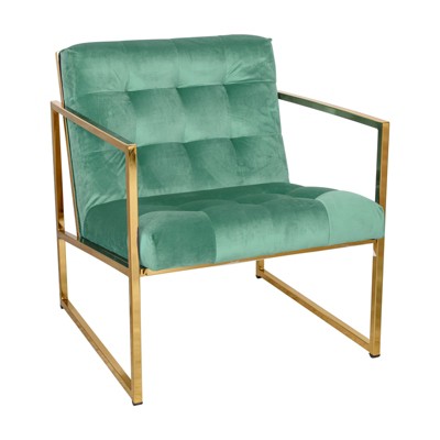 LeisureMod Lexington Modern Velvet Accent Chair with Gold Base for Living Room, Bedroom, or Lounge