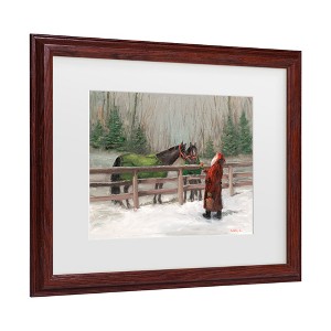 Trademark Fine Art - Mary Miller Veazie 'Santa With Horses' Matted Framed Art - 1 of 2