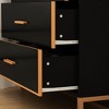FUFU&GAGA Modern Metal Legs Black Gold Storage Drawer Nightstand - 4 of 4