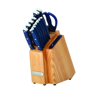 Farberware 14pc Triple Rivet Slim Knife Block Set Navy