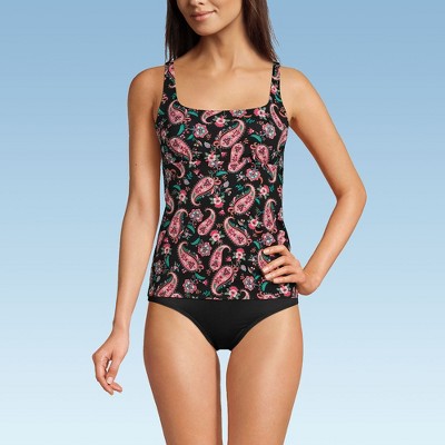 Lands' End Women's Square Neck Underwire Tankini Top Swimsuit Adjustable Straps