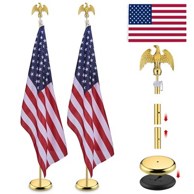 Yescom 2 Pack 6 Ft Sectional Flag Pole Kit Gold Eagle Finial 3x5 Ft  US Flag Indoor