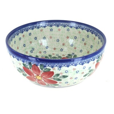 Blue Rose Polish Pottery Poinsettia Large Cereal/Soup Bowl