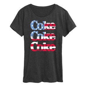 Women's - Coca-Cola - Coke Repeated Distressed Flag Fill Short Sleeve Graphic T-Shirt - 1 of 4