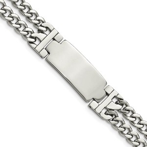 Black Bow Jewelry Men's Stainless Steel Adjustable Double Curb I.D. Bracelet, 8.25 Inch - 1 of 4