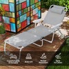 Folding Chaise Lounge, Outdoor Sun Tanning Chair, 4-Position Reclining Back, Armrests, Removable Pillow - 4 of 4