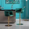 Akoasm Modern Adjustable Swivel Velvet Bar Stools Chairs With Chrome Footrest And Base 2 Pieces-Green - 3 of 4