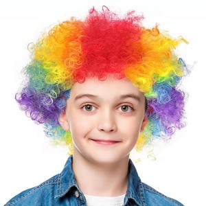 Clown Wig for Kids and Adults - Colorful, Fluffy Afro Funny Hair for Holiday, Rainbow Perfect for Christmas Halloween Costume Accessories - 1 of 1