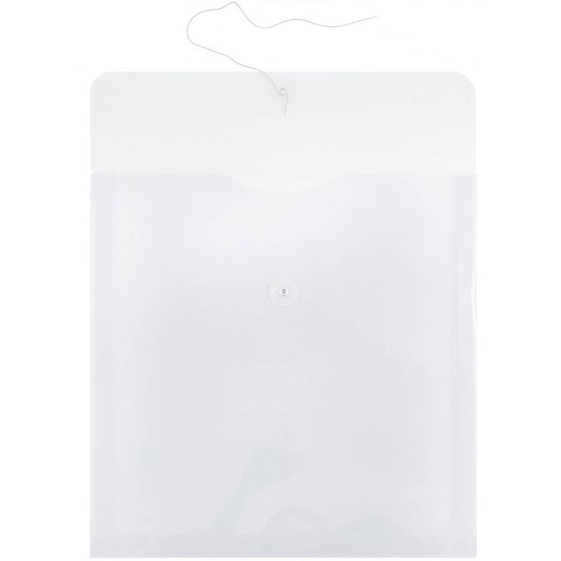 JAM Paper 13&#39;&#39; x 13&#39;&#39; 12pk Clear Plastic Envelopes - Button & String Tie, Expandable, Filing Accessories, 3 of 7