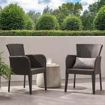 GDFStudio Welmas Outdoor Wicker Dining Chairs (Set of 2)