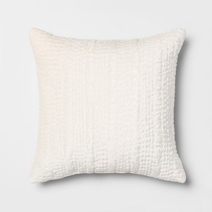 Square Quilted Velvet Throw Pillow Cream - Opalhouse , Ivory