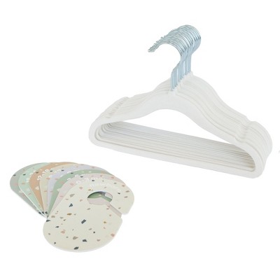 3 Sprouts Baby Velvet Hanger & Closet Divider Set - Cream & Terrazzo