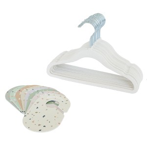 3 Sprouts Baby Velvet Hanger & Closet Divider Set - Cream & Terrazzo - 1 of 4