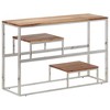 vidaXL Console Table Silver Stainless Steel and Solid Acacia Wood - 2 of 4
