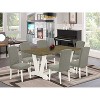 7-Piece Distressed Jacobean Finish Solid Wood Top Dining Table with 6 Chairs with - 2 of 4