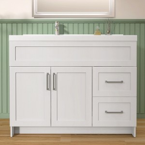 Bath Vanity Cabinet without Top 42 in. W x 21.5 in. D x 33.5 in. H White Bathroom Vanity with Brushed Nickel Handle - 1 of 4