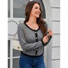 Garvee Women's Knit Cardigans Crew Neck Casual Outfits Long Sleeve Button Down Contrast Color Trim Sweater - 4 of 4