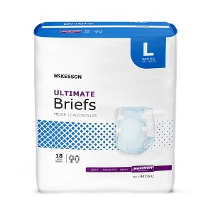 McKesson Ultimate Briefs, Incontinence, Maximum Absorbency, Unisex, Large, 18 Count - 1 of 4