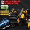 12V 3 in 1 Kids Ride On Excavator & Tractor with Detachable Trailer, Kids Electric Vehicles with Remote Control, Digger, LED Lights, Music - 2 of 4
