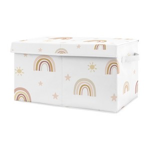 Sweet Jojo Designs Girl Fabric Storage Toy Bin Boho Rainbow Pink Tan and Yellow - 1 of 4