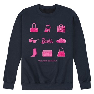 Men's - Barbie - Iconic Purse, Shoes, Sunglasses, & Boombox Graphic Fleece Sweatshirt - 1 of 4