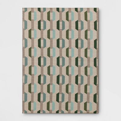 5'x7' Geometric Chains Outdoor Area Rug Green/Blue - Threshold™