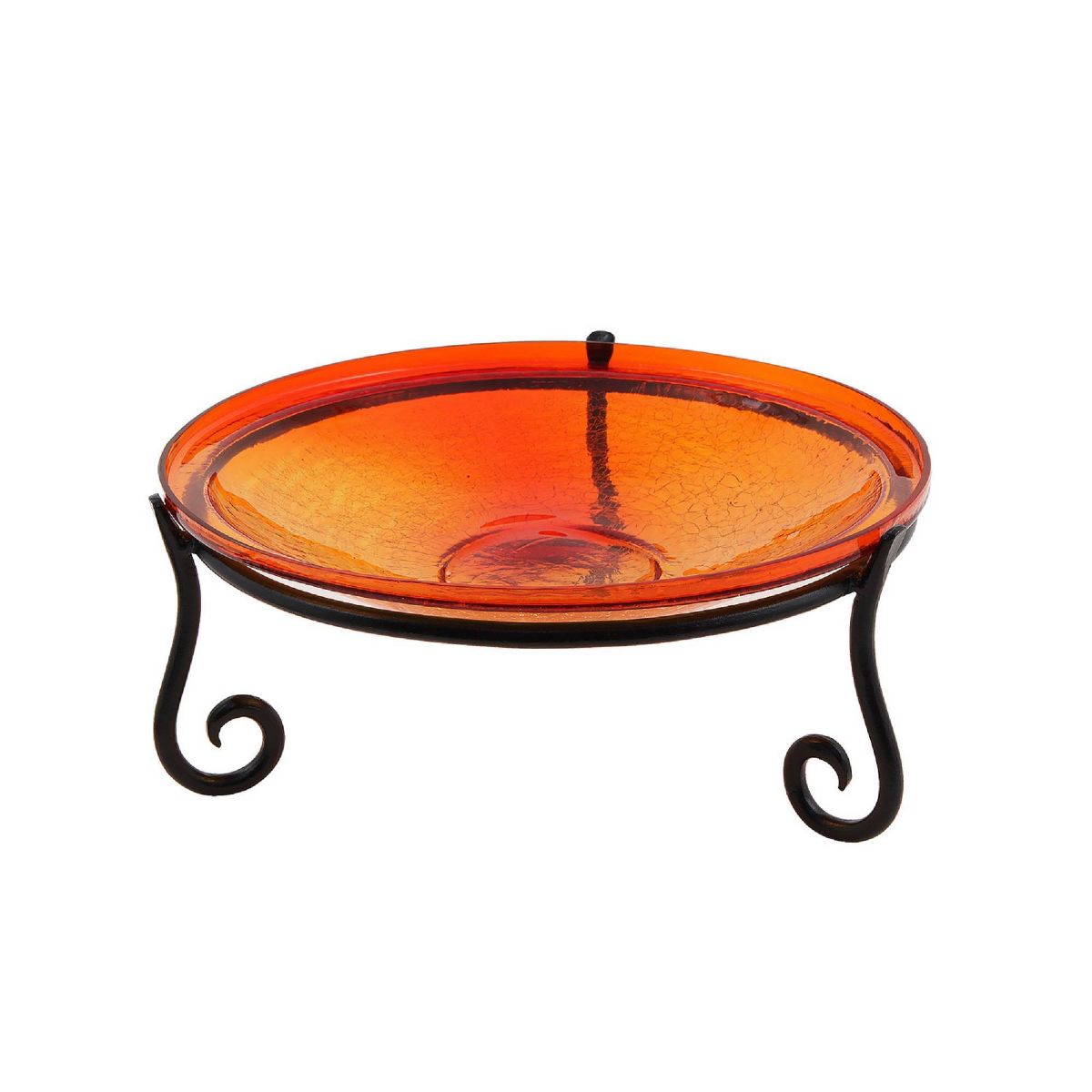 Achla Designs 6" Reflective Crackle Glass Birdbath Bowl with Short Stand Red: Handblown, No Assembly Required, Online-Unique