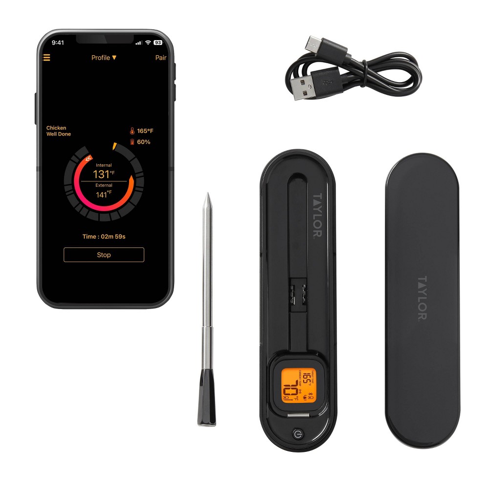 Photos - Cooking Probe & Thermometer Taylor Bluetooth App Wireless Digital Cooking Kitchen Meat Thermometer: Stainless Steel Probe, Smartphone Controlled, SMARTT 