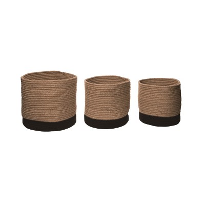 VIP Natural Fiber 12.6 in. Brown Wound String Basket Set of 3